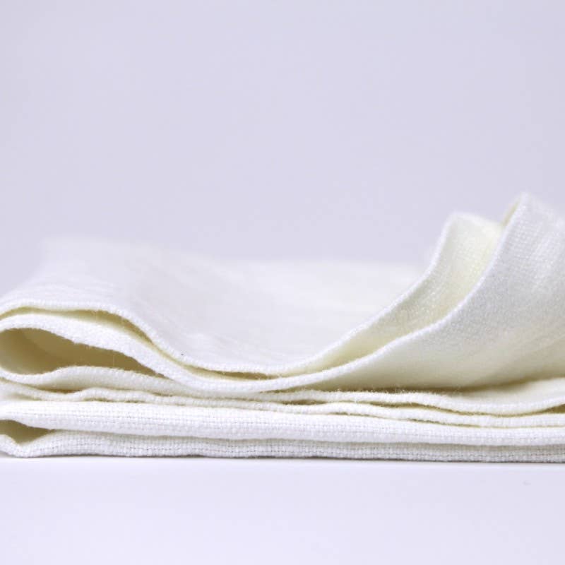 White Hemstitch Linen Hand Towel