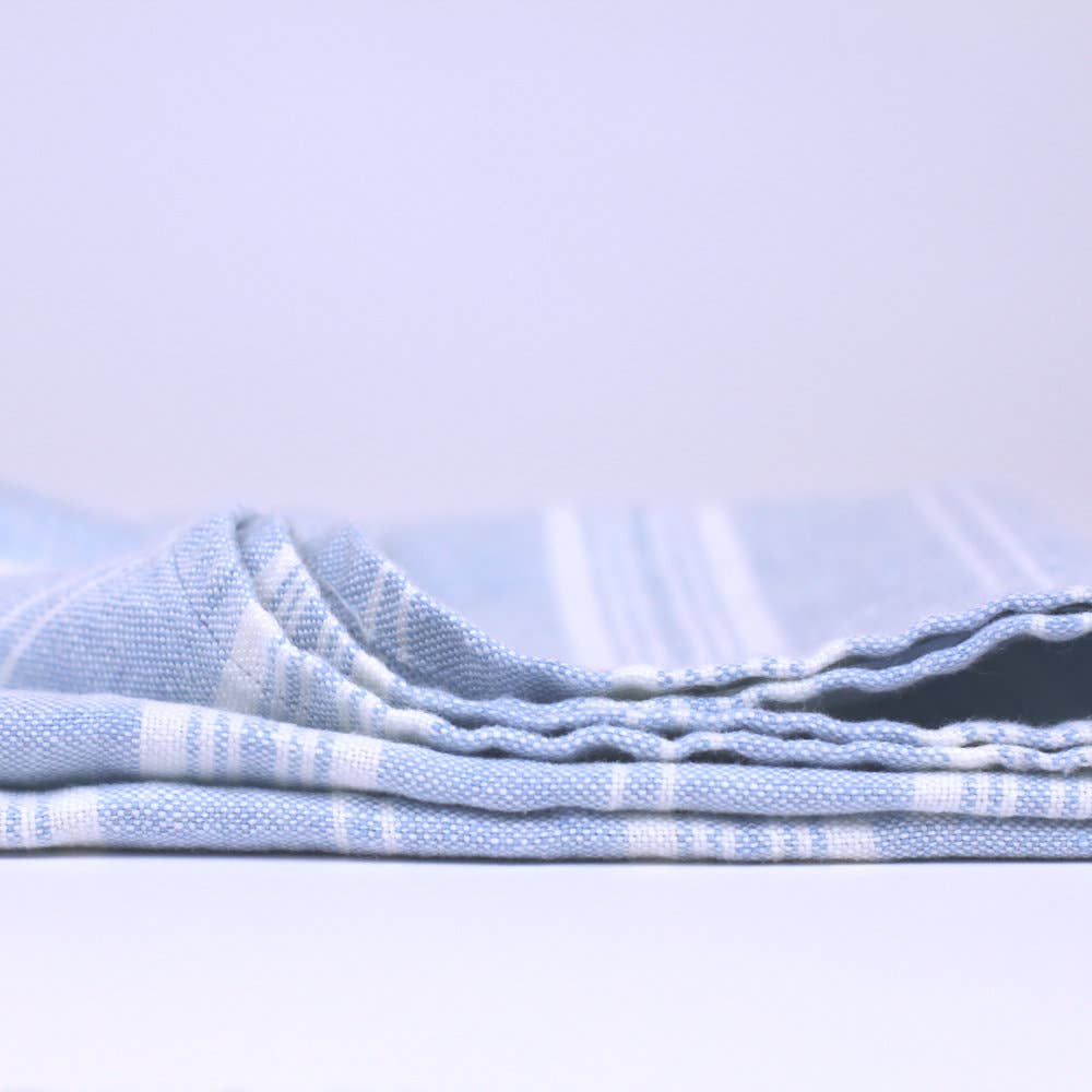 Sky Blue & White Stripe Linen Hand Towel