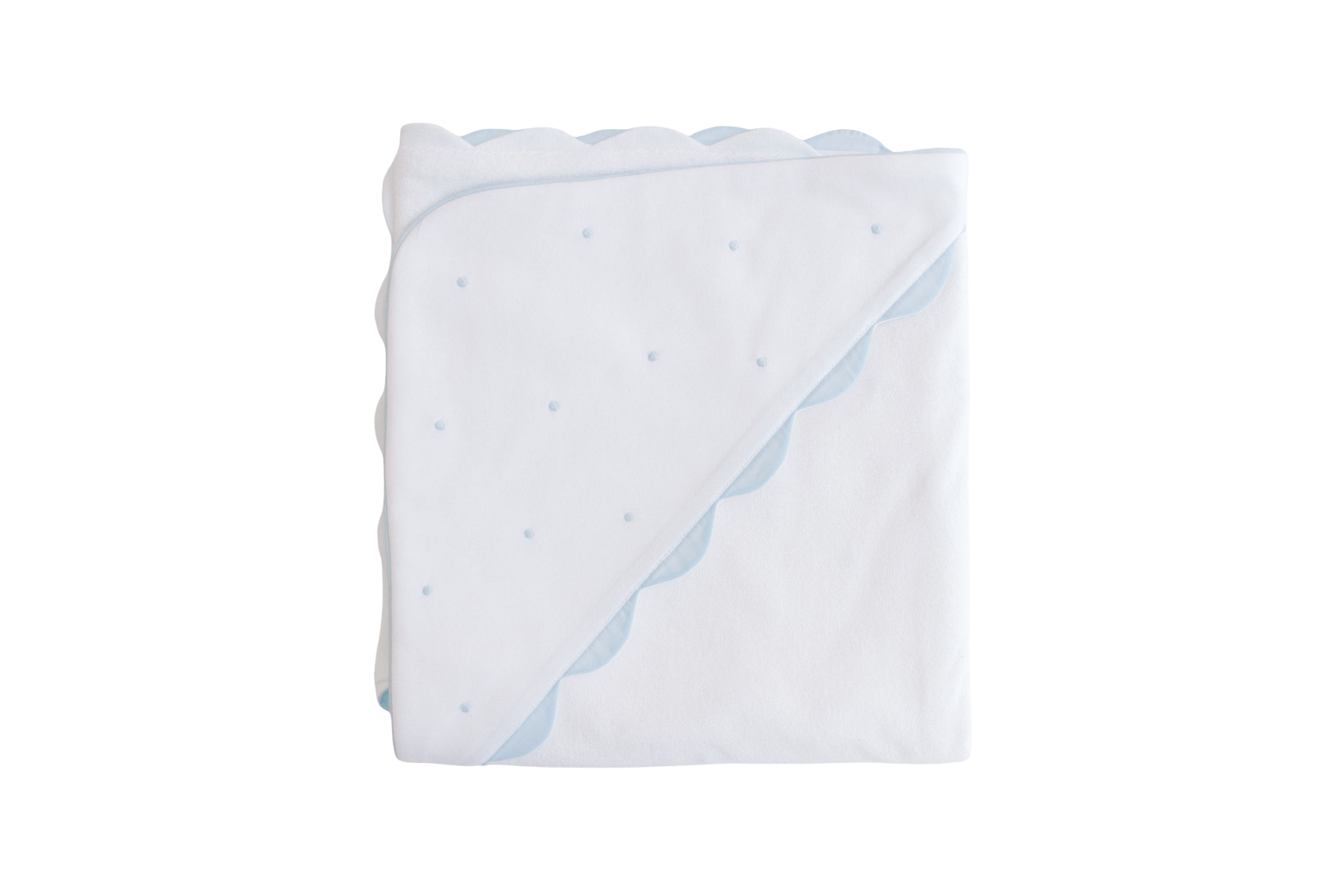 Hooded Towel - Blue Embroidered Dots