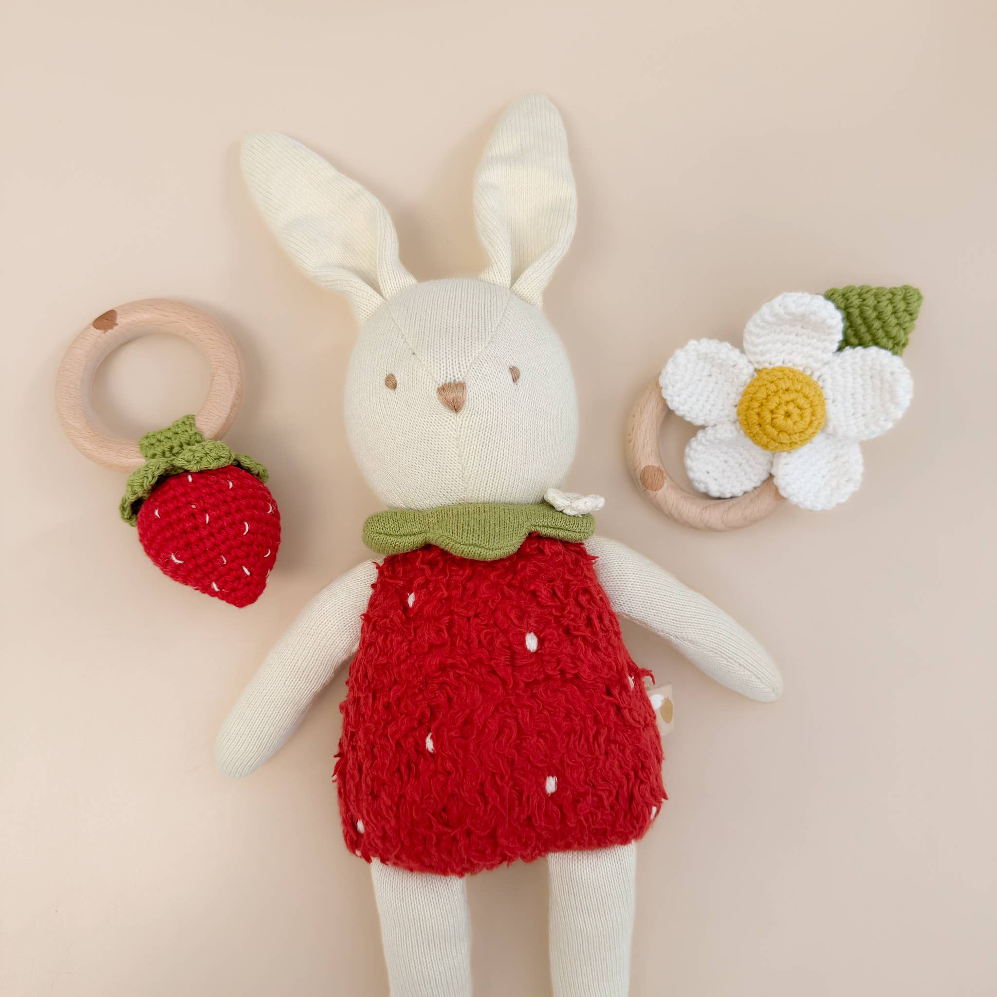 Crochet Strawberry Teether & Rattle
