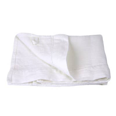 White Hemstitch Linen Hand Towel