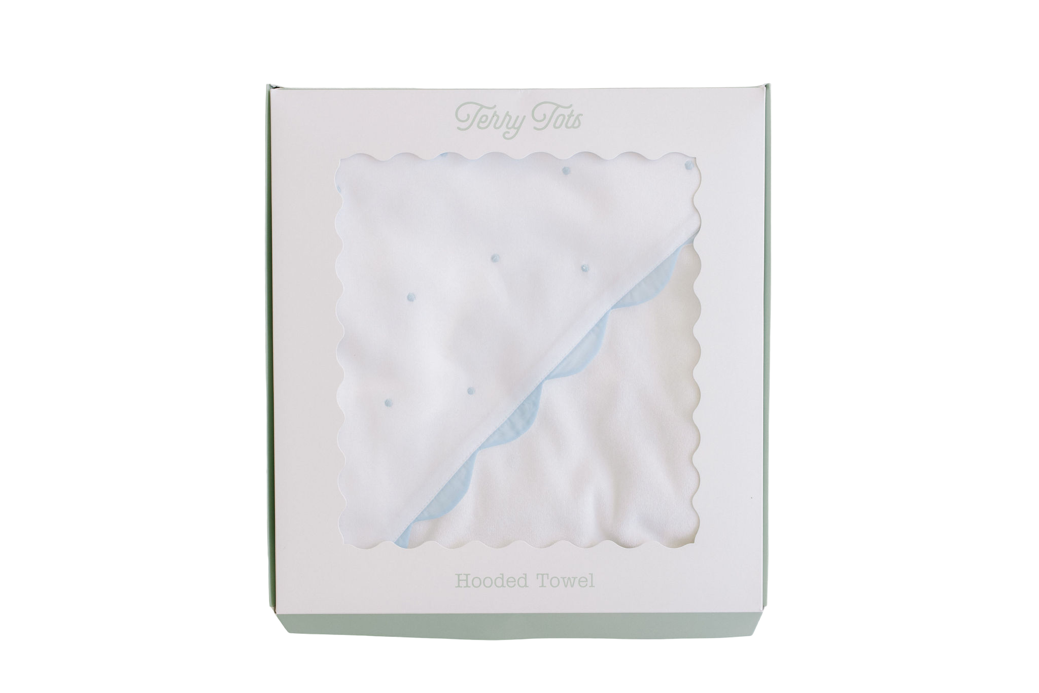 Hooded Towel - Blue Embroidered Dots