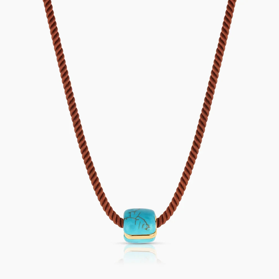 Celine Turquoise Silk Cord Necklace