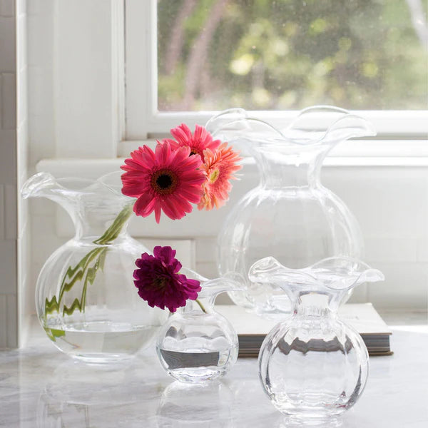 Hibiscus Glass Clear Fluted Vase