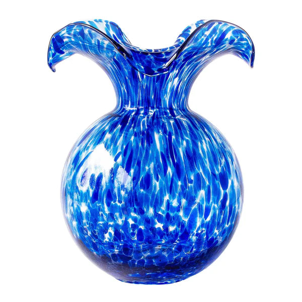 Hibiscus Glass Cobalt Tortoiseshell Fluted Vase