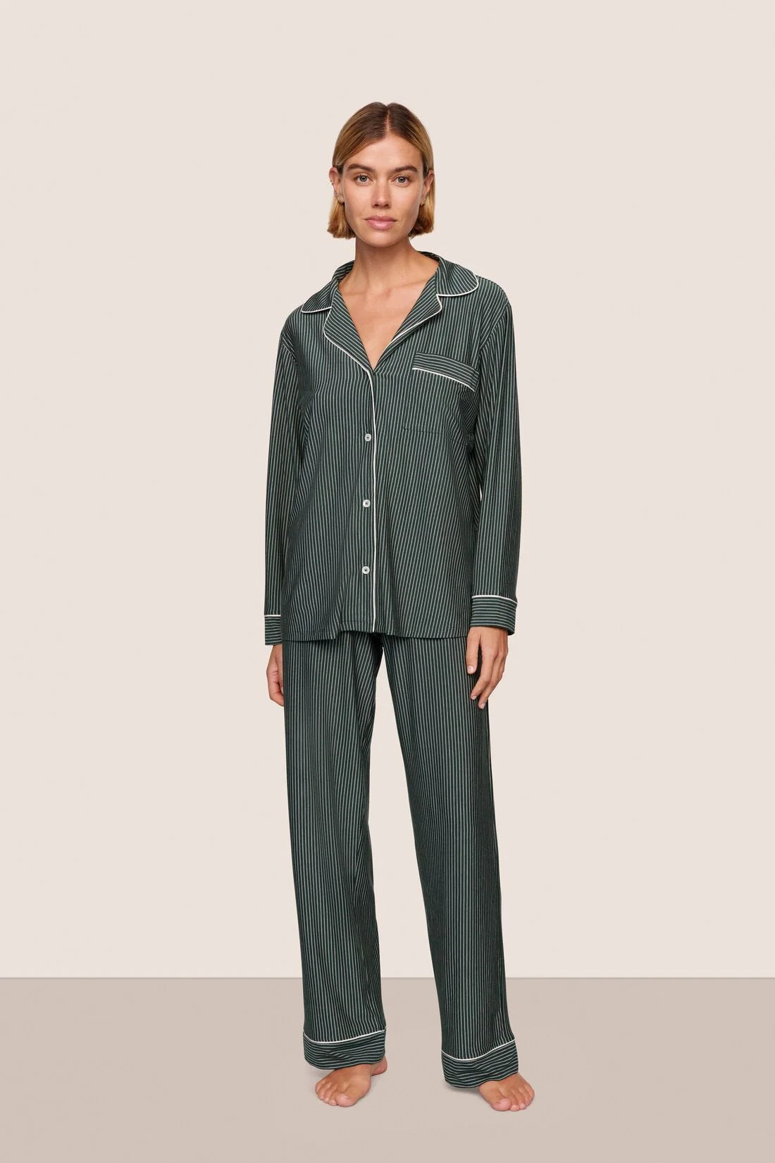Gisele Long Pajama Set Pine Stripe