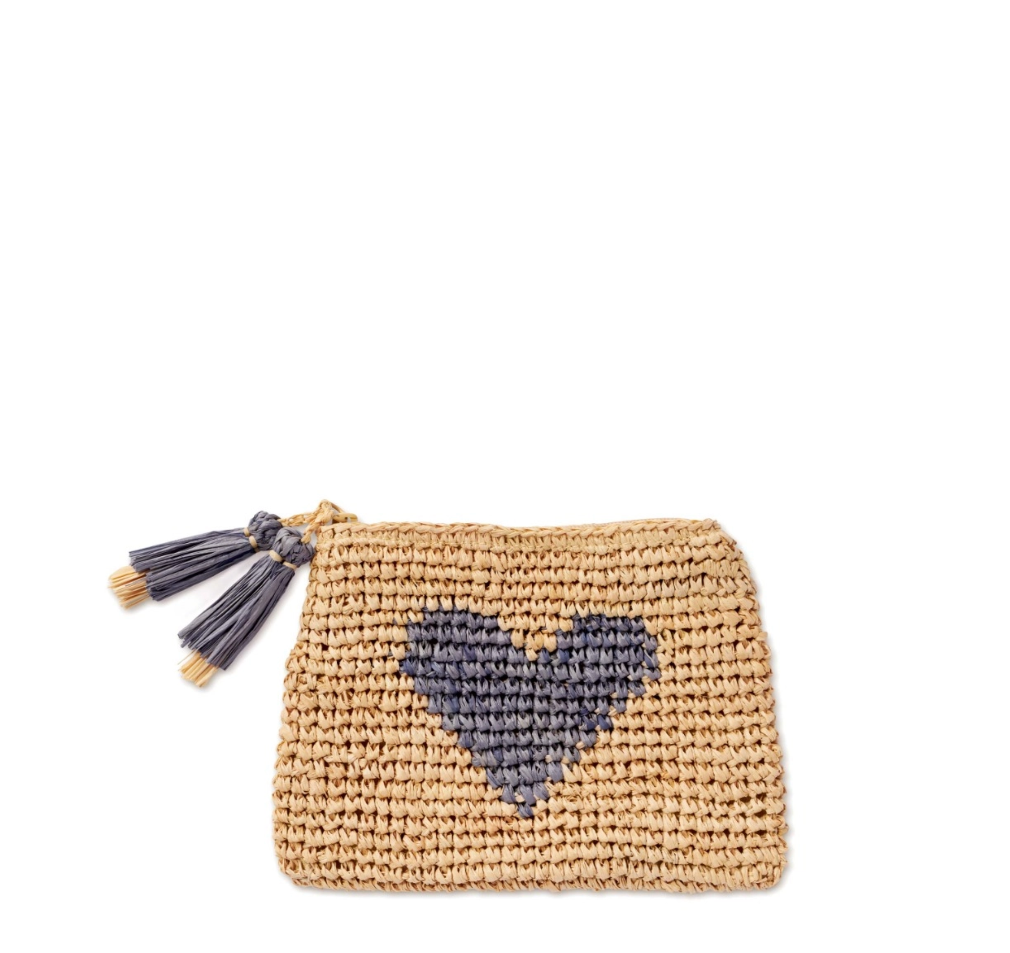 Small Heart Raffia Pouch