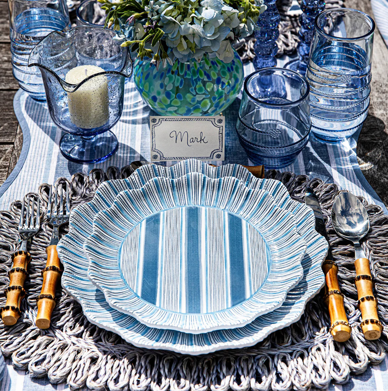 Cabana Stripe Melamine Dessert Plate, S/4