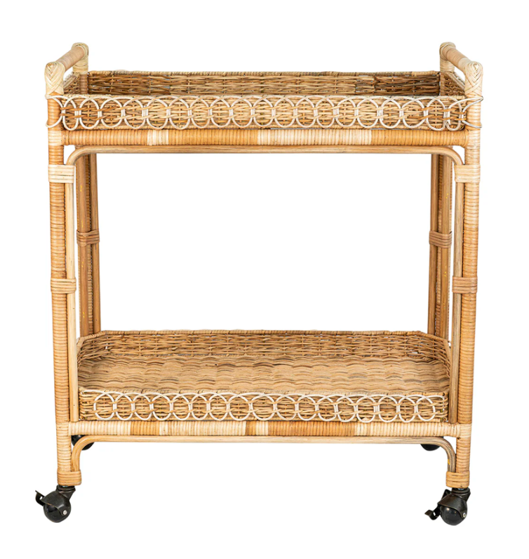 Provence Rattan Bar Cart