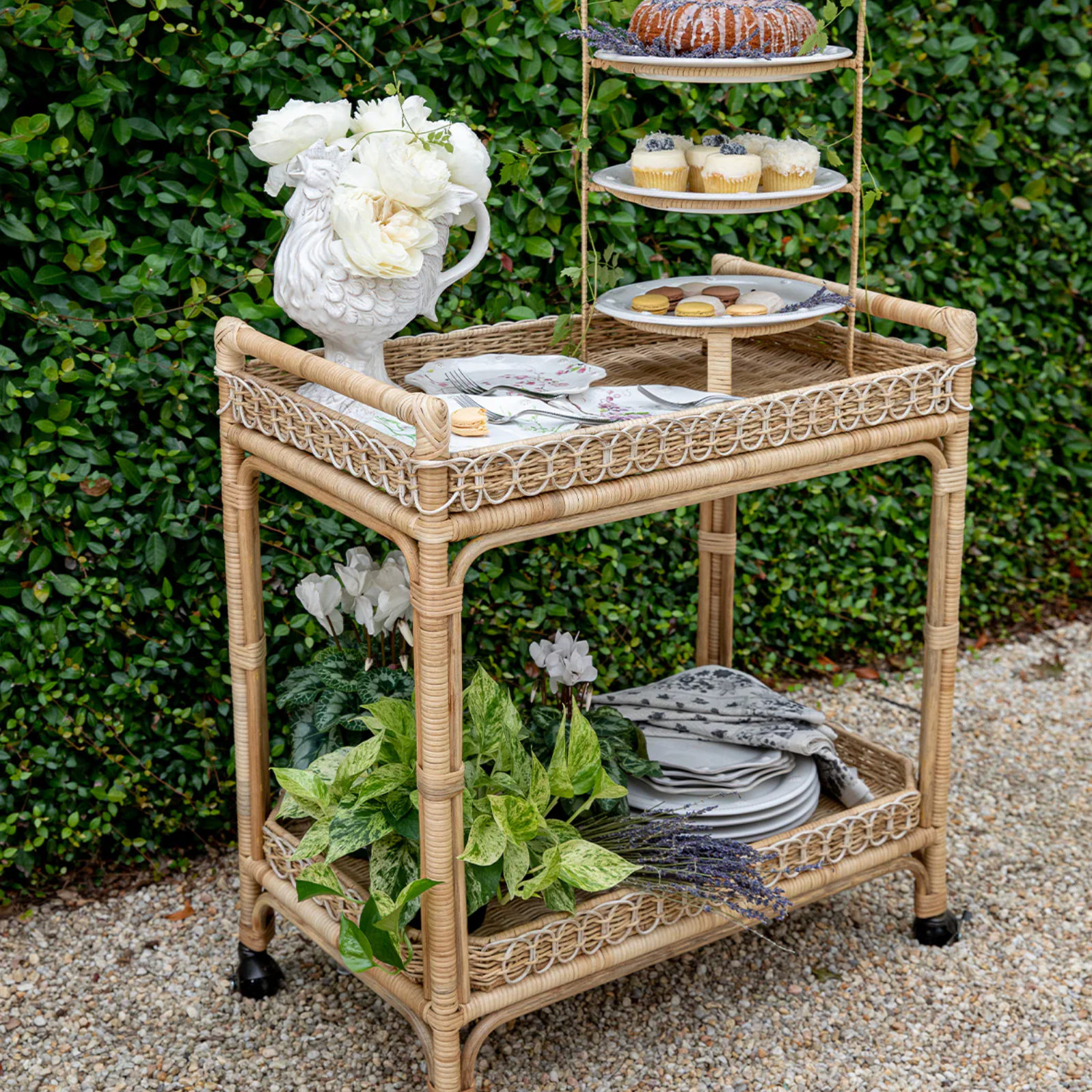 Provence Rattan Bar Cart