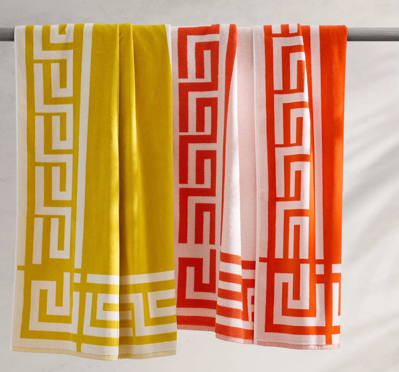 Greek Key Reversible Beach Towel
