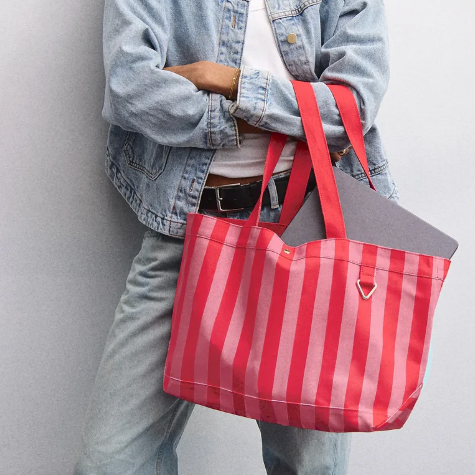 Striped Medium Alpha Tote