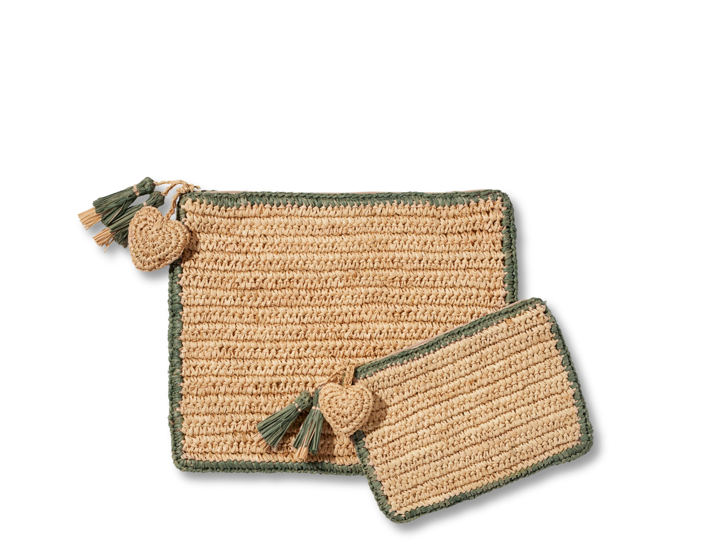 Large Trimmed Raffia Pouch