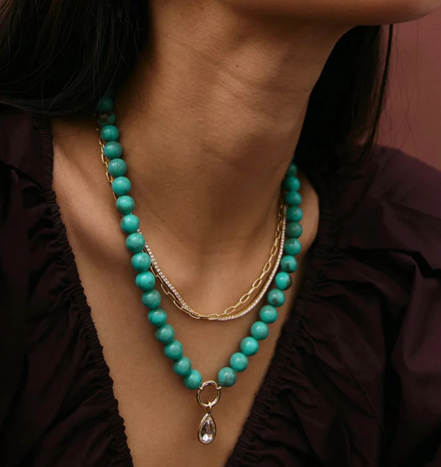 Janette Beaded Necklace Turquoise