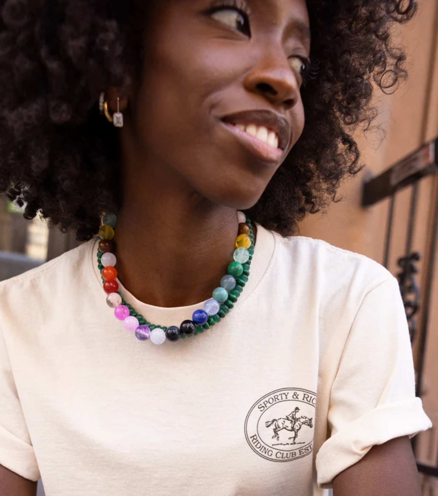 Mini Jane Beaded Necklace Rainbow
