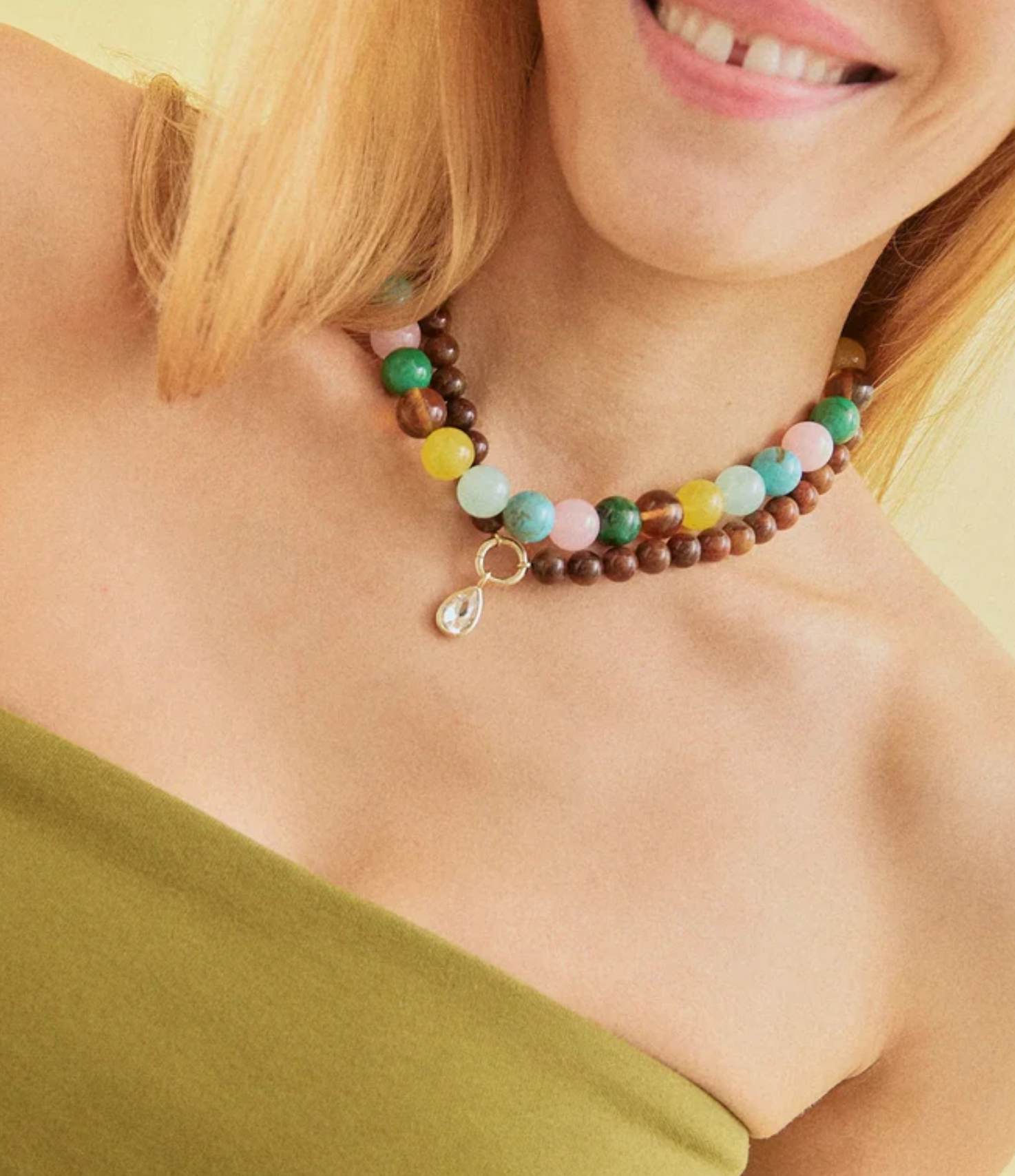Mini Jane Beaded Necklace Natural Multi