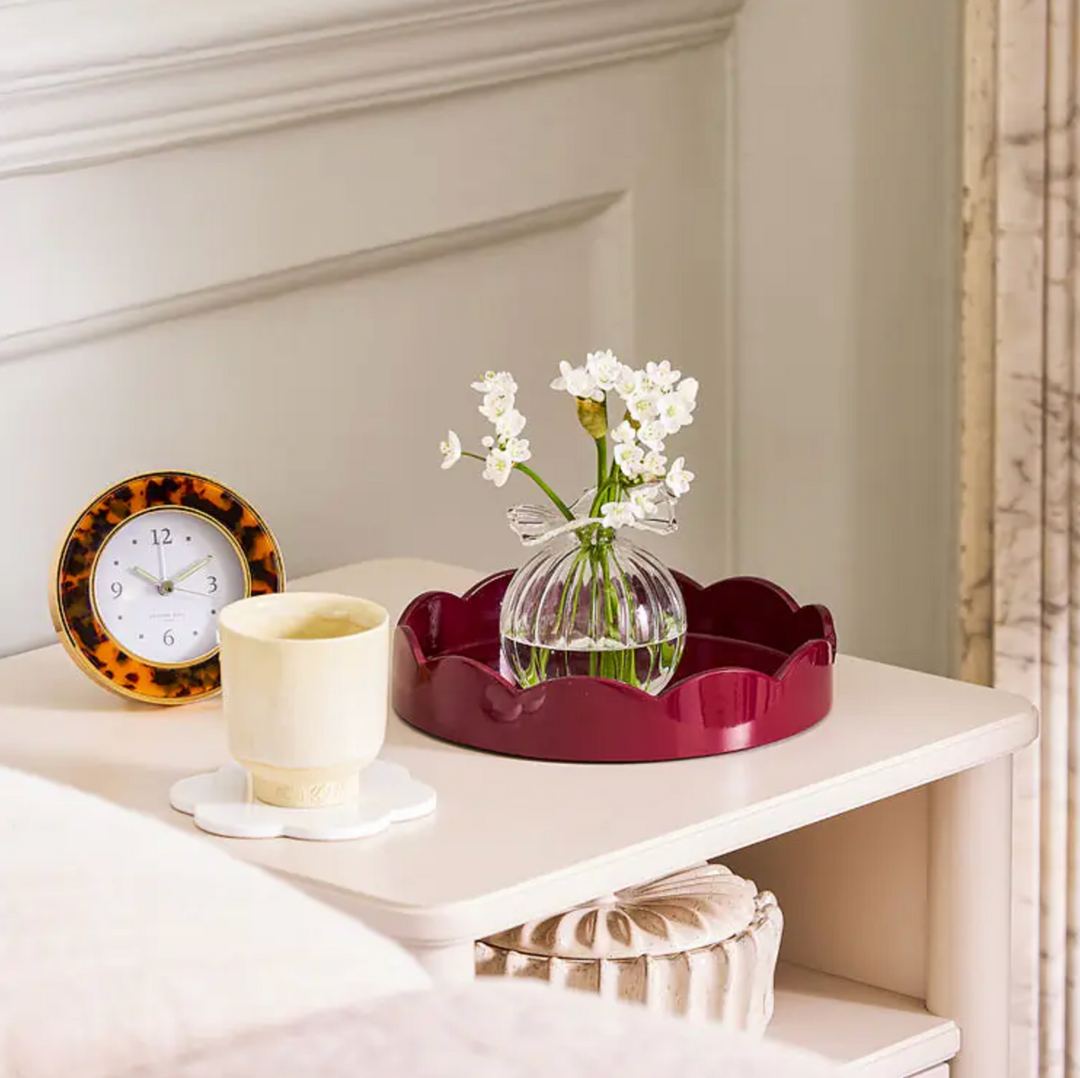 Small Round Scallop Tray Cherry