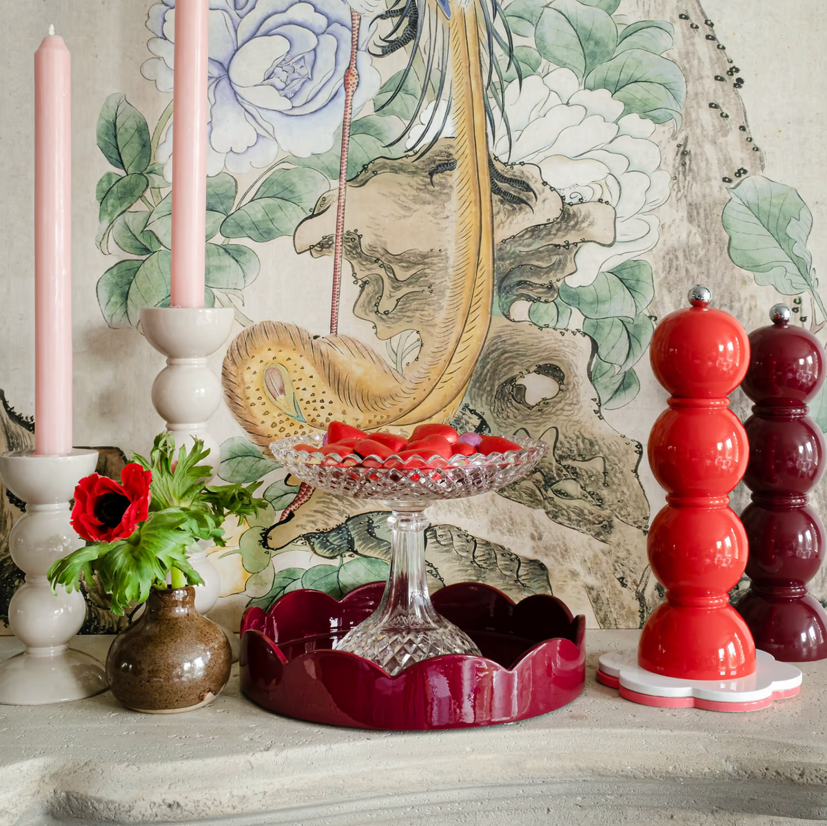 Small Round Scallop Tray Cherry