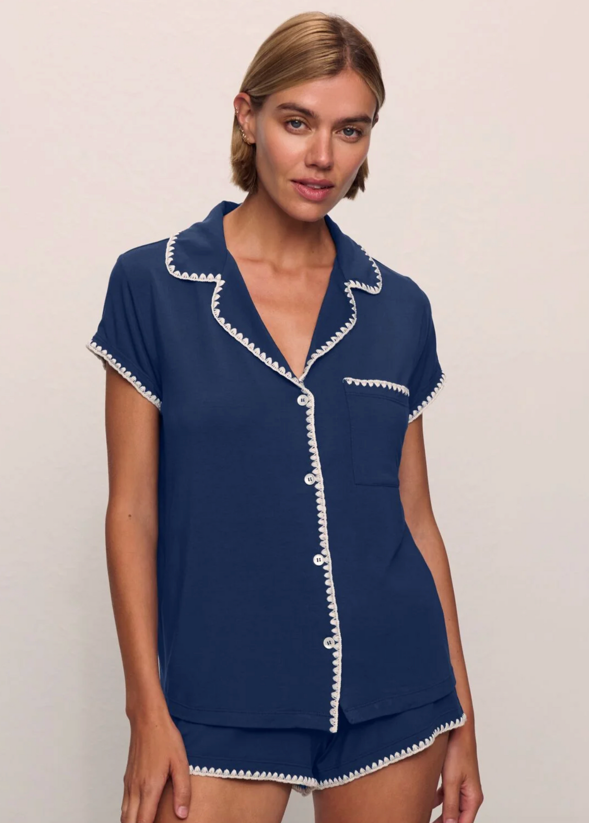 Frida Shortie Pajama Set Navy
