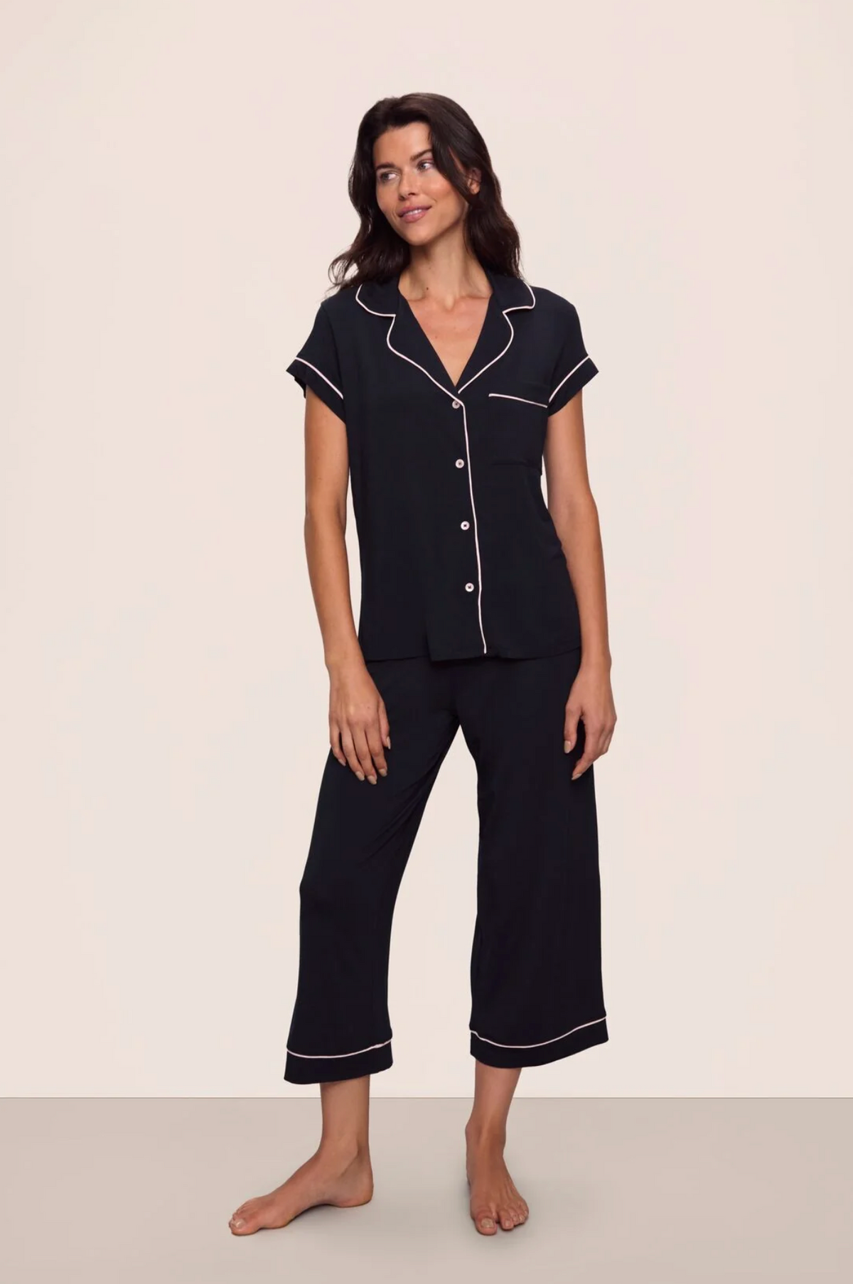 Gisele SS Cropped Pajamas Black