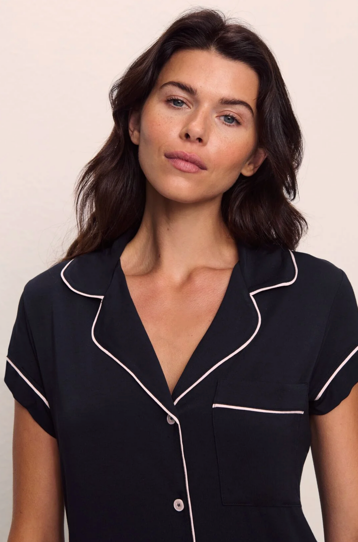 Gisele SS Cropped Pajamas Black