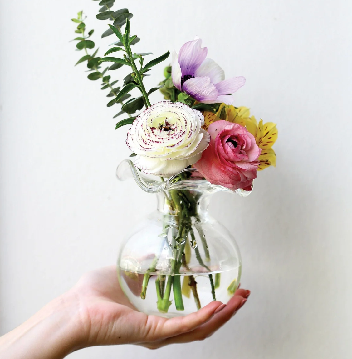 Hibiscus Glass Clear Bud Vase
