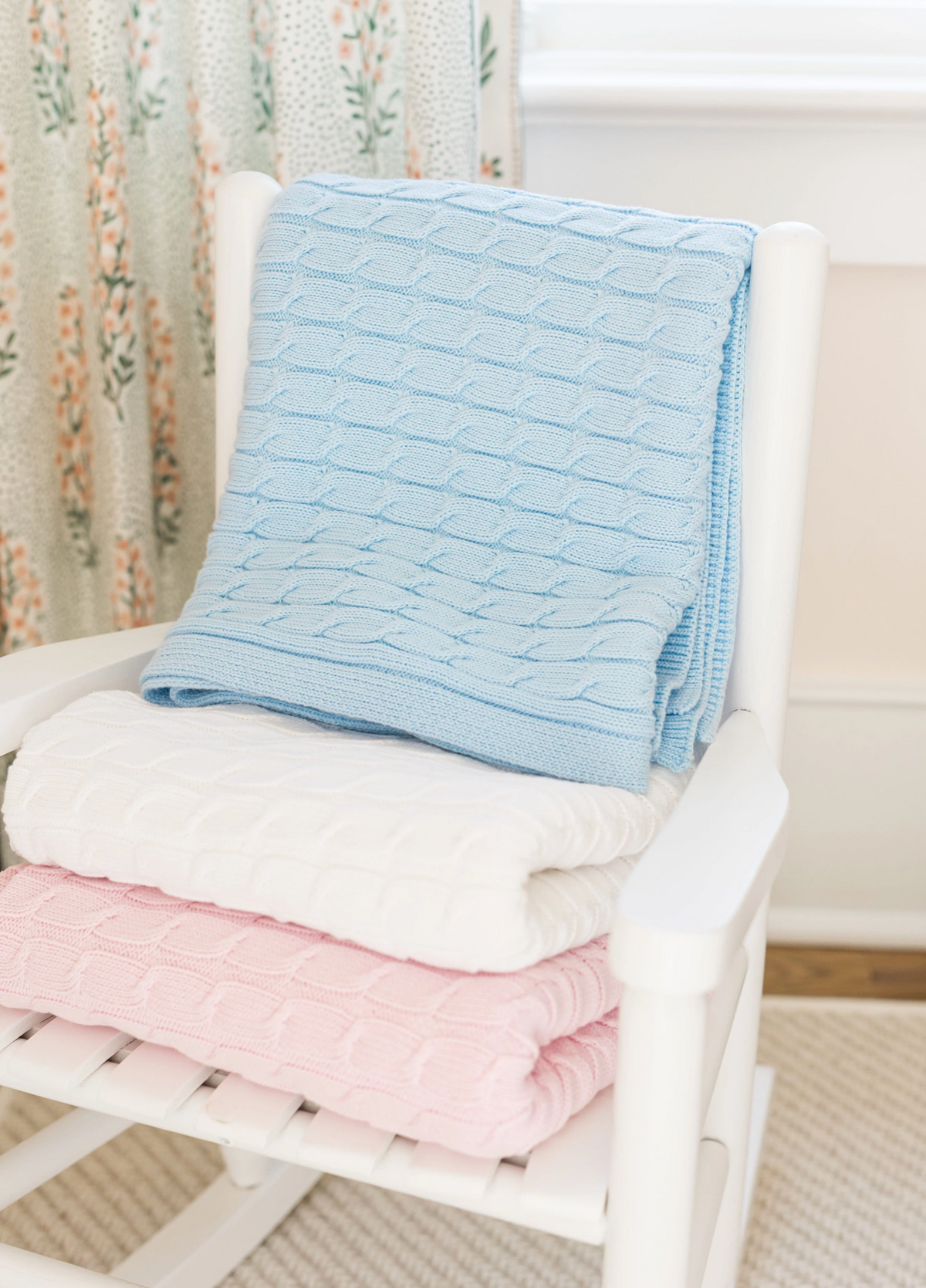Cable Knit Light Pink Blanket