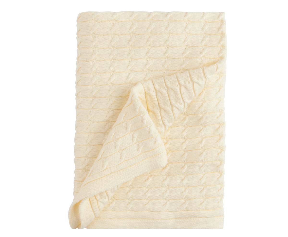 Cable Knit Yellow Blanket