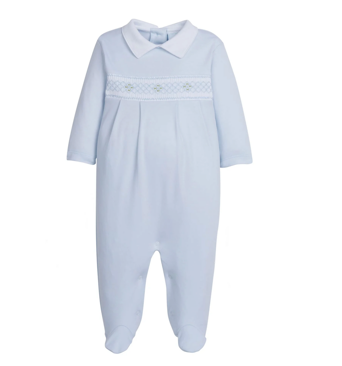 Smocked Footie - Blue Geo