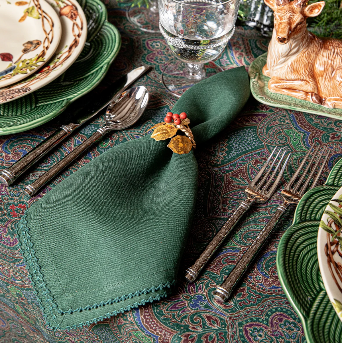 Berry Scallop Napkin S/4 - Evergreen