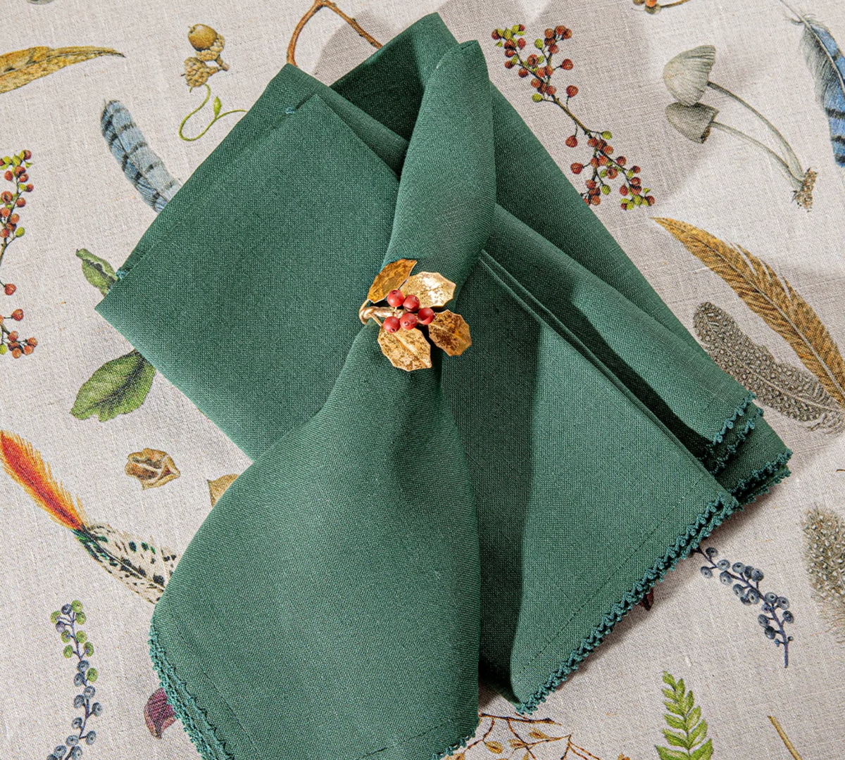 Berry Scallop Napkin S/4 - Evergreen