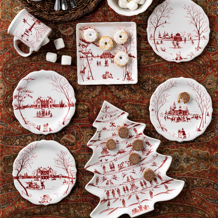 Country Estate Winter Frolic Ruby Tree Platter