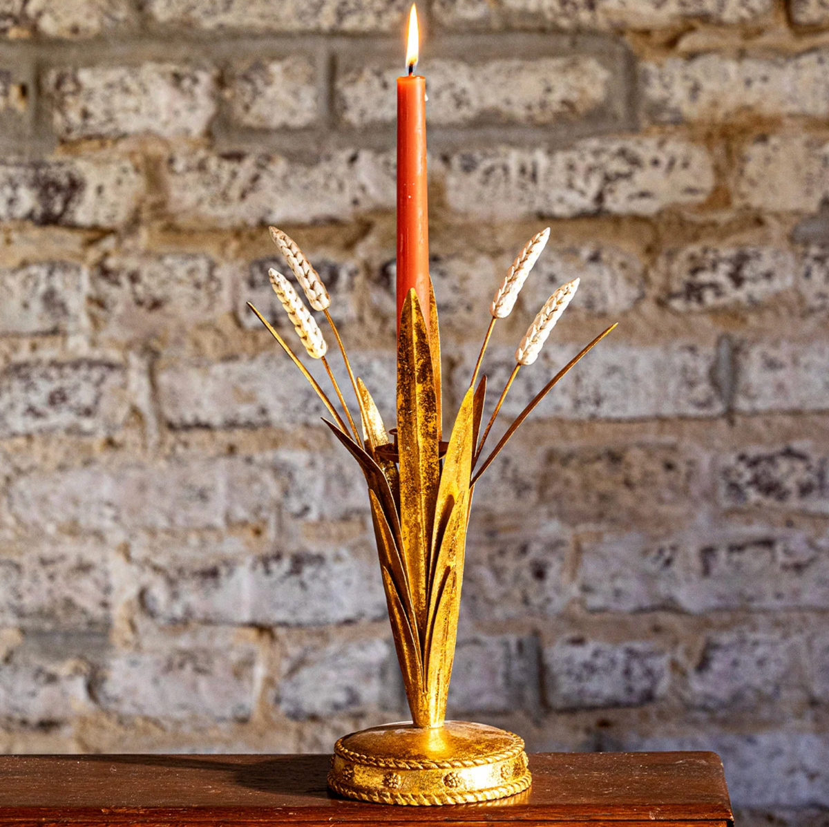 Forest Walk Wheat 13" Candlestick Holder