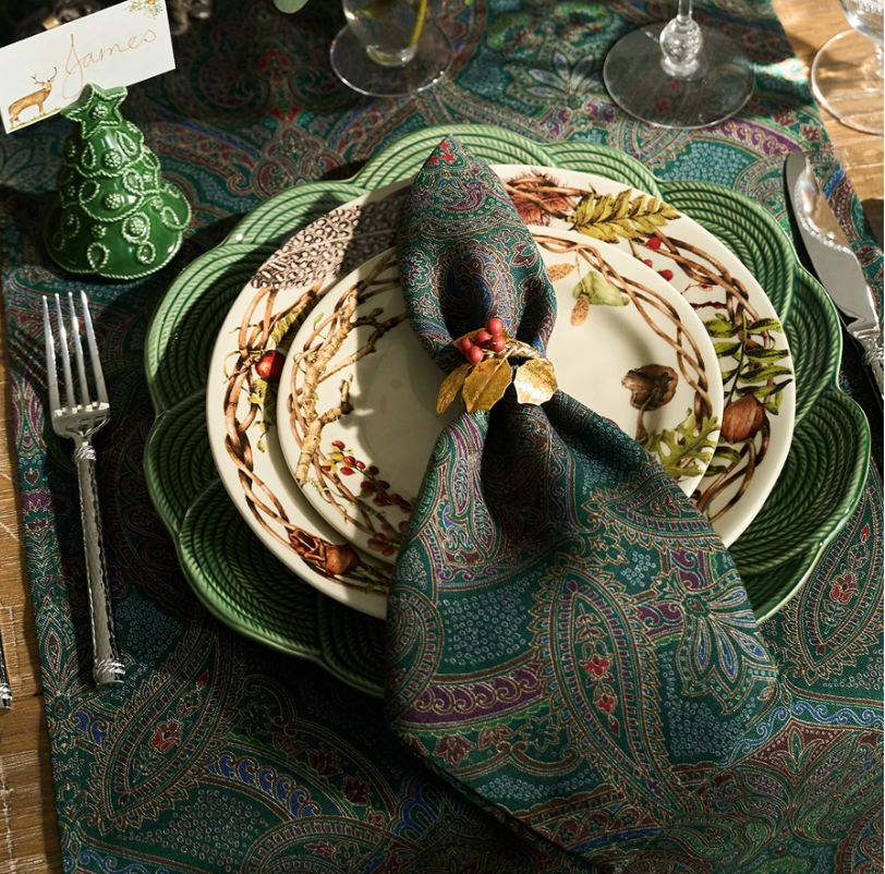 Evergreen Paisley Table Runner
