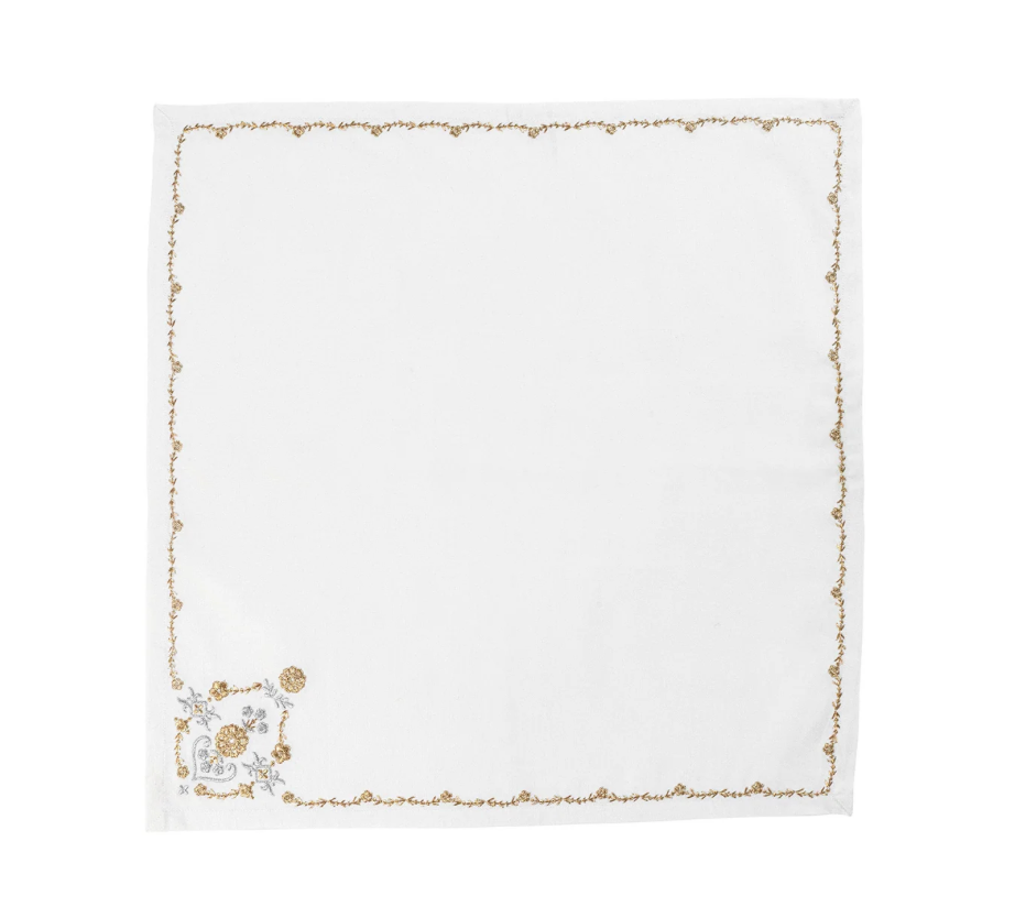 Heidi Embroidered Gold & Silver Napkins S/4