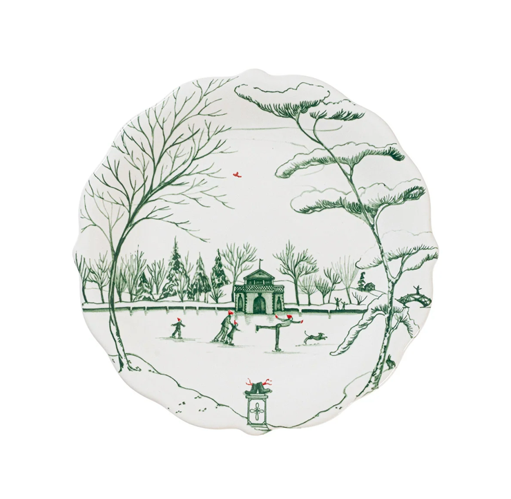 Country Estate Winter Frolic Party Plate S/4 Evergreen