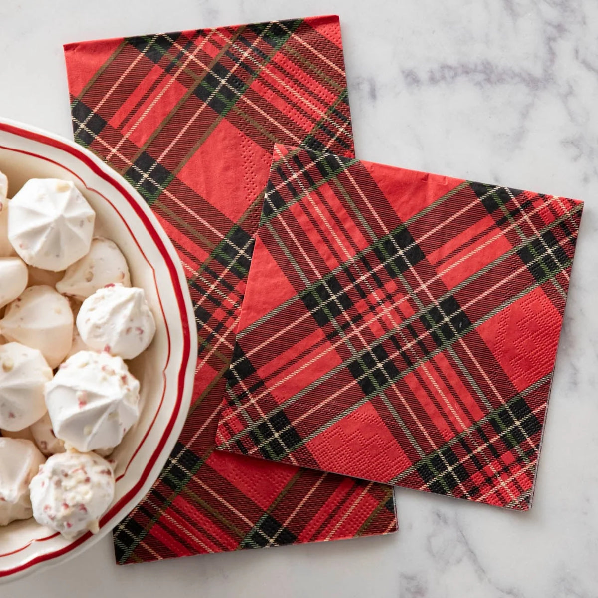 Red Plaid Cocktail Napkins
