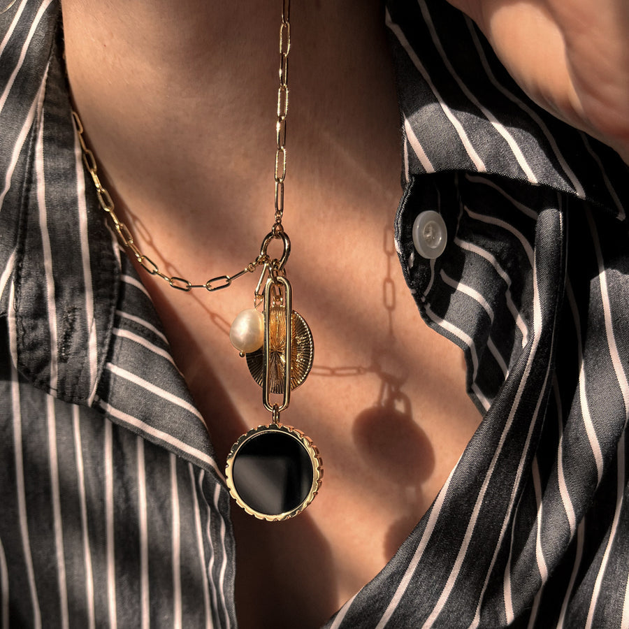 Solario Sundial Onyx Necklace