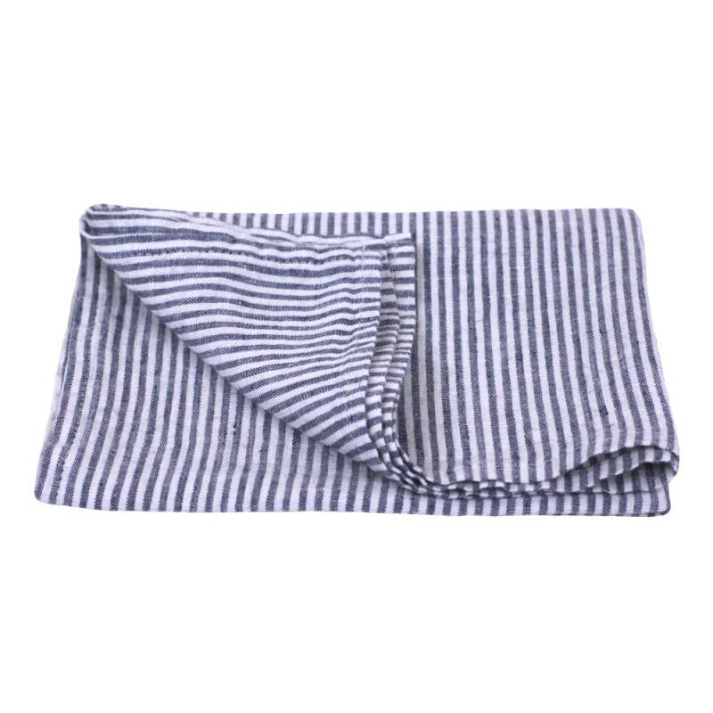 Navy & White Stripe Linen Hand Towel