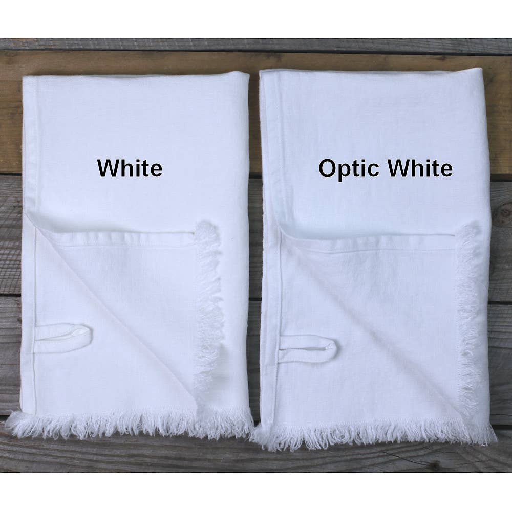 White Hemstitch Linen Hand Towel