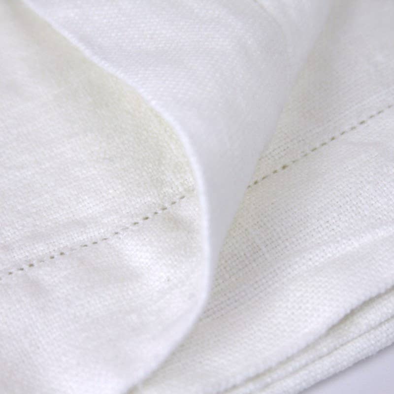 White Hemstitch Linen Hand Towel