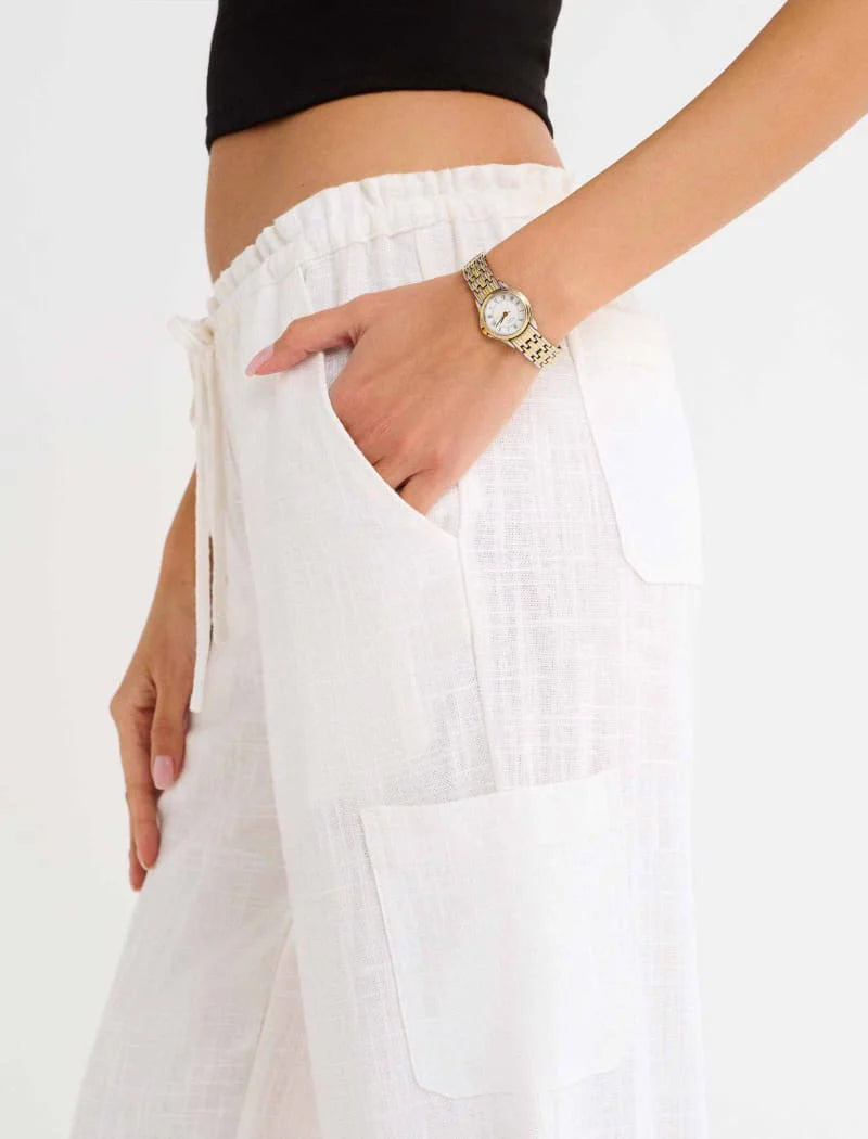 High Fidelity White Linen Pant