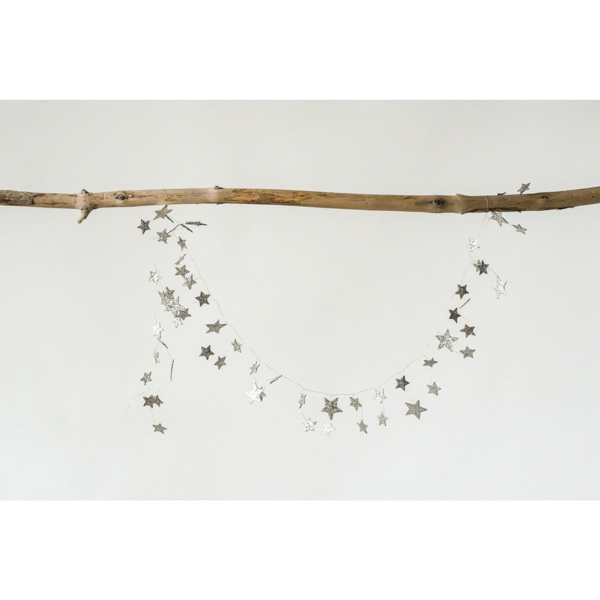 Silver Star Glitter Garland