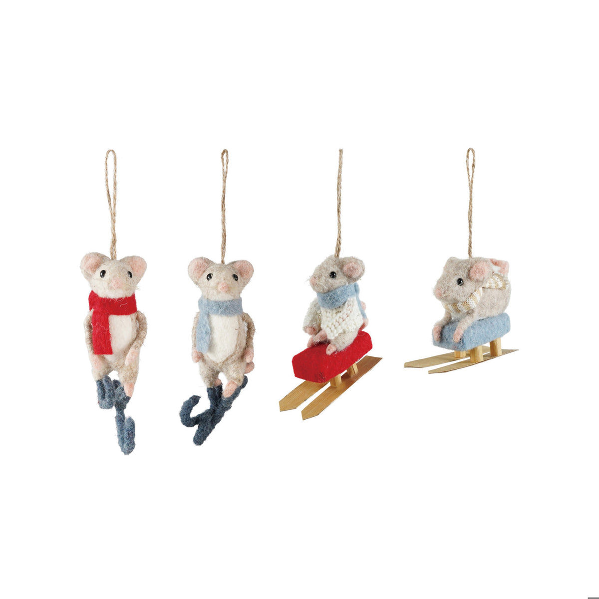 Felt Mouse on Sled & Skates