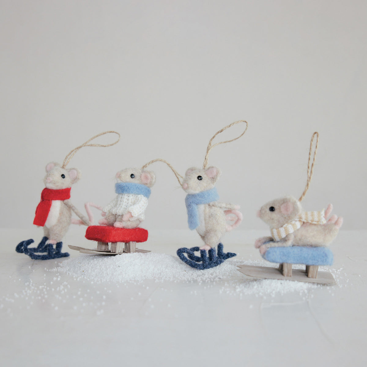Felt Mouse on Sled & Skates