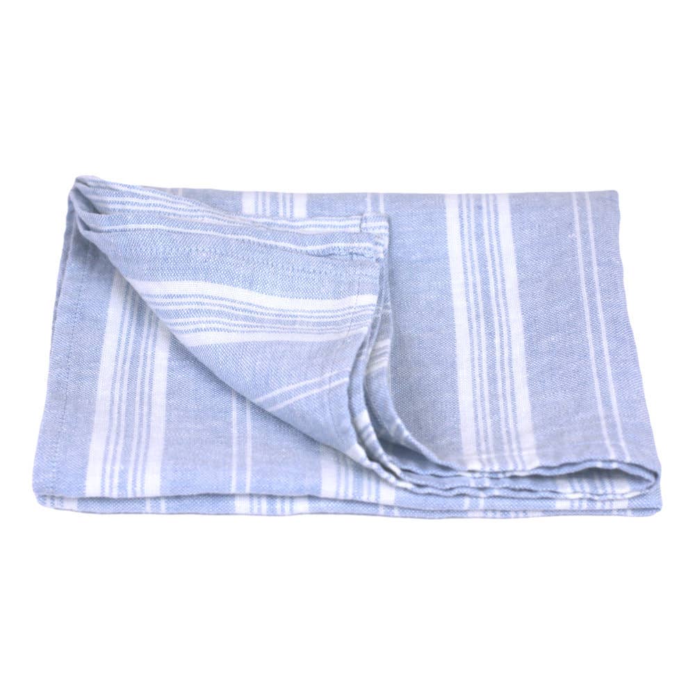 Sky Blue & White Stripe Linen Hand Towel