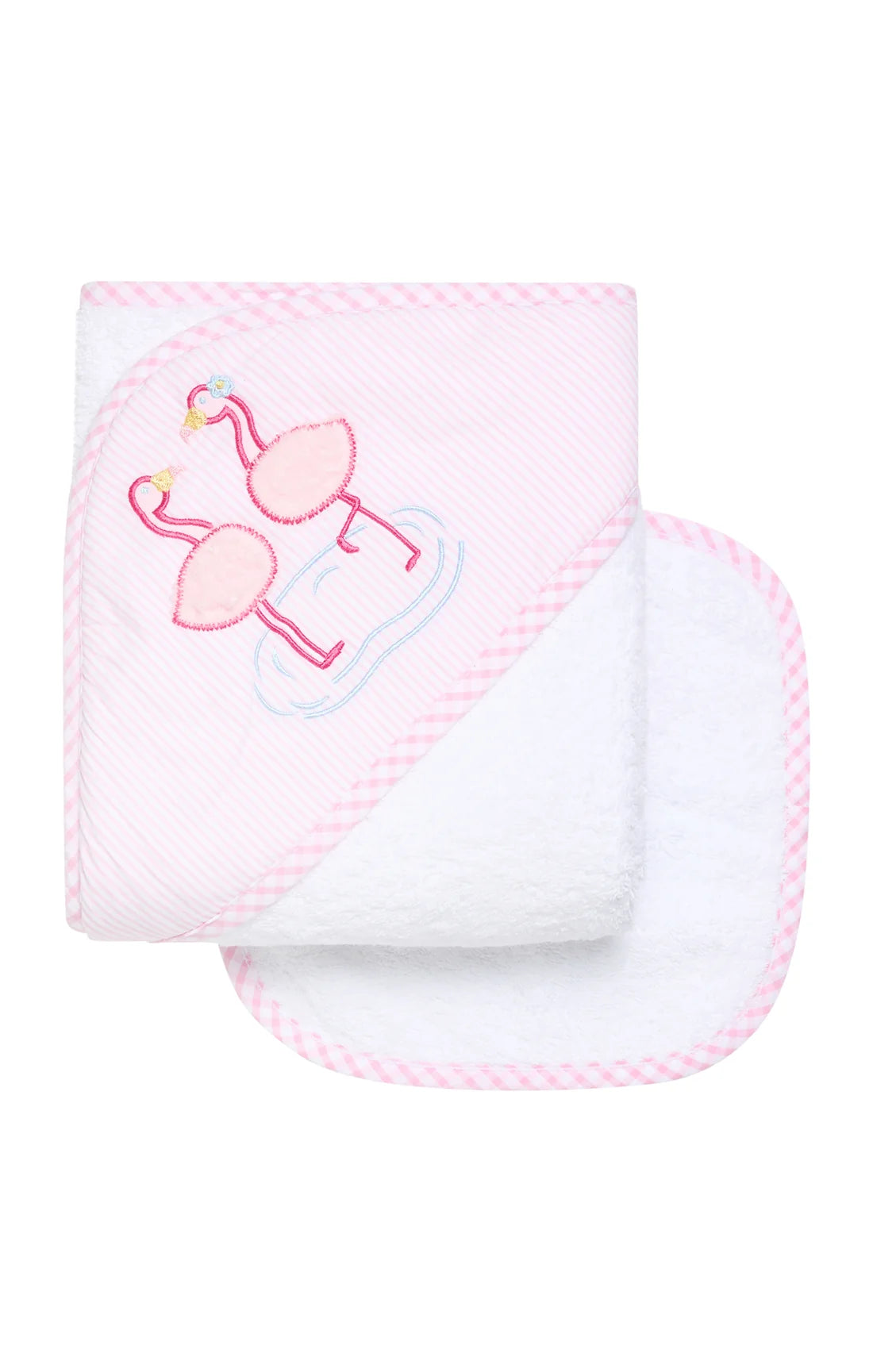 Flamingo Hooded Towel & Washcloth Set