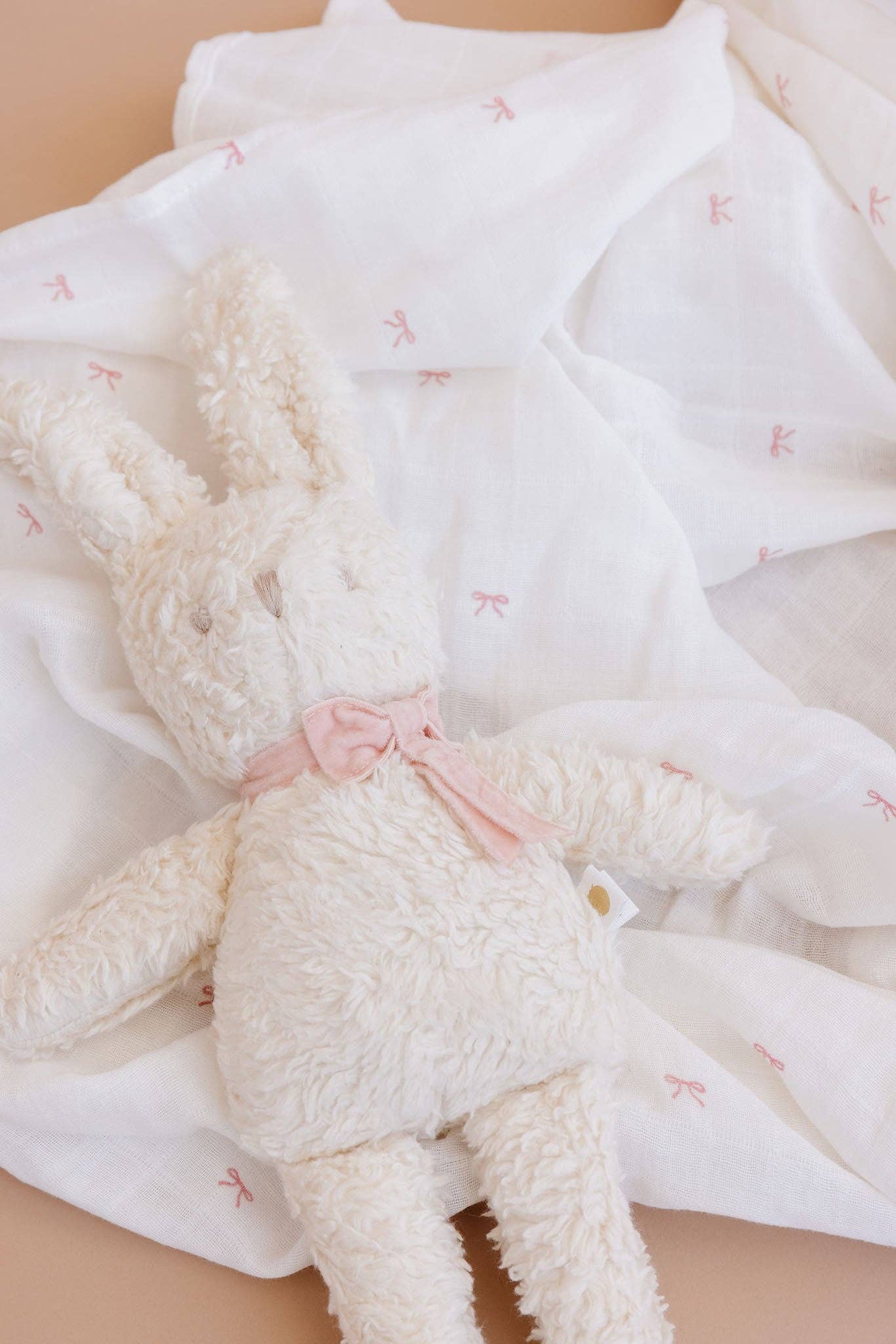 Pink Bow Muslin Swaddle
