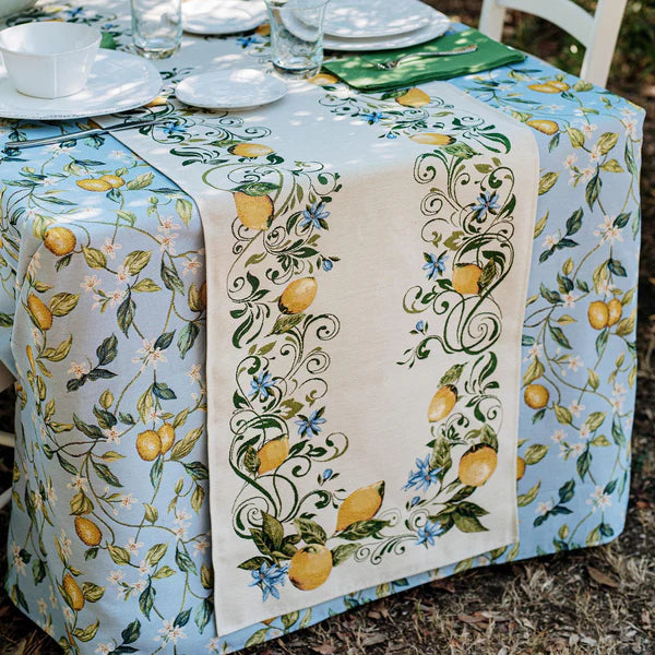 Tavola Lemons & Blue Flowers Runner