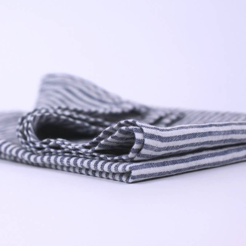 Navy & White Stripe Linen Hand Towel